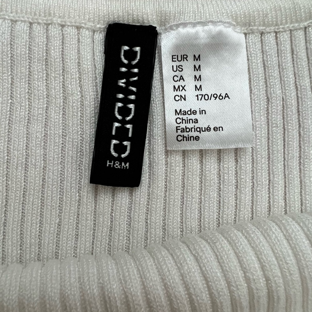 H&M Divided Cropped White Ribbed Top - Picture 4 of 6
